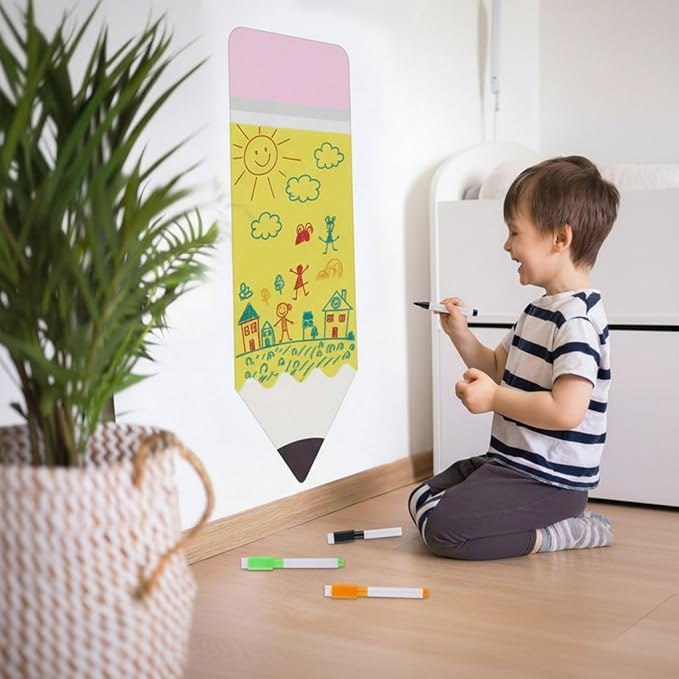 AmazingSpark Magnetic Chalkboard for Wall 39.2" x 15" Pencil Wall Decal Self Adhesive with 26 EVA Magnet Letters and 6 Dry Erase Markers for Kids Playroom, School, Classroom, Home Decor