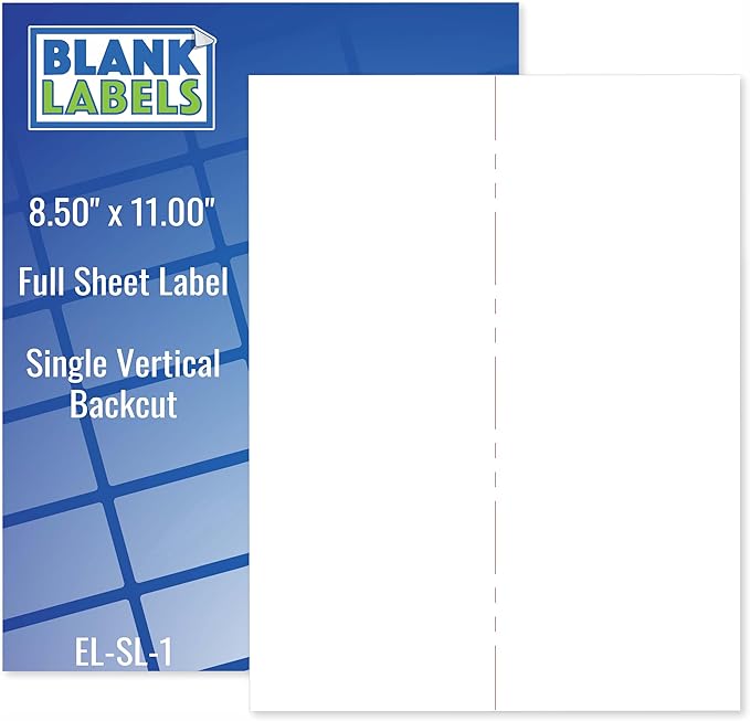 Full Sheet Address and Shipping Labels from Blank Labels - 8.5” x 11” - 1 Label Per Sheet - Permanent White Matte - Inkjet and Laser Guaranteed - Easy to Peel - Made in USA - 10 Sheets - 10 Labels