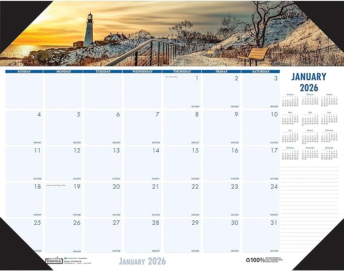 House of Doolittle 2026 Earthscapes Coastlines 18.5" x 13" Monthly Desk Pad Calendar (1786-26)