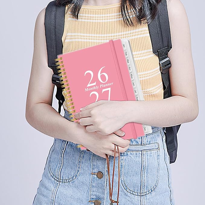 2026-2027 Monthly Planner - January 2026 - June 2027, Two Pages Per Month, 18 Monthly Calendar/Planner with Tabs, Inner Pocket, 6.4" x 8.5", Pink