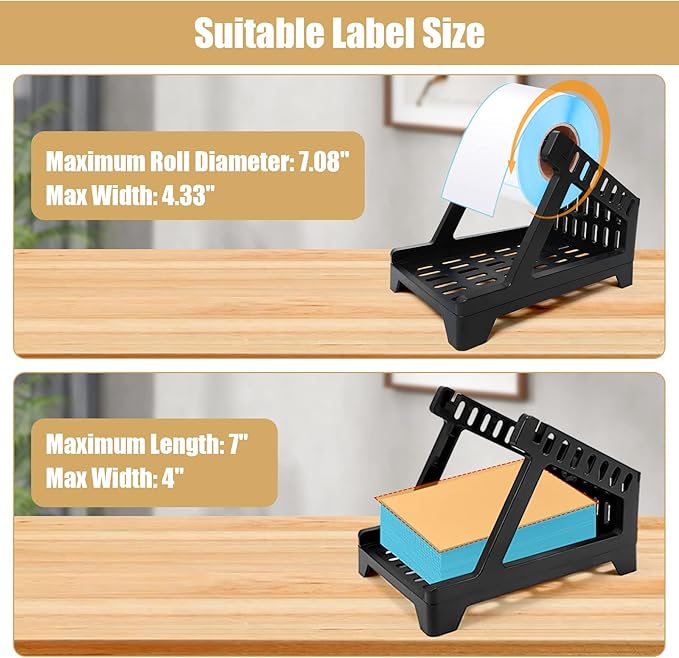 Ctemnpho Large Label Holder for Rolls and Fan-Fold Labels, Basket, Stand Desktop Printer Accessory for Home, Office (Black, Large)