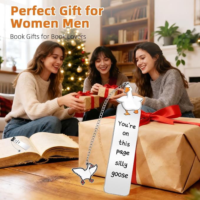 2Pcs Cat Silly Goose Bookmark Funny Gifts for Men Women Book Lover Cute Metal Book Mark Stainless Steel Bookmark Reading Lover Gifts Accessories Unique Friend Coworker Teacher Gift Birthday Gift