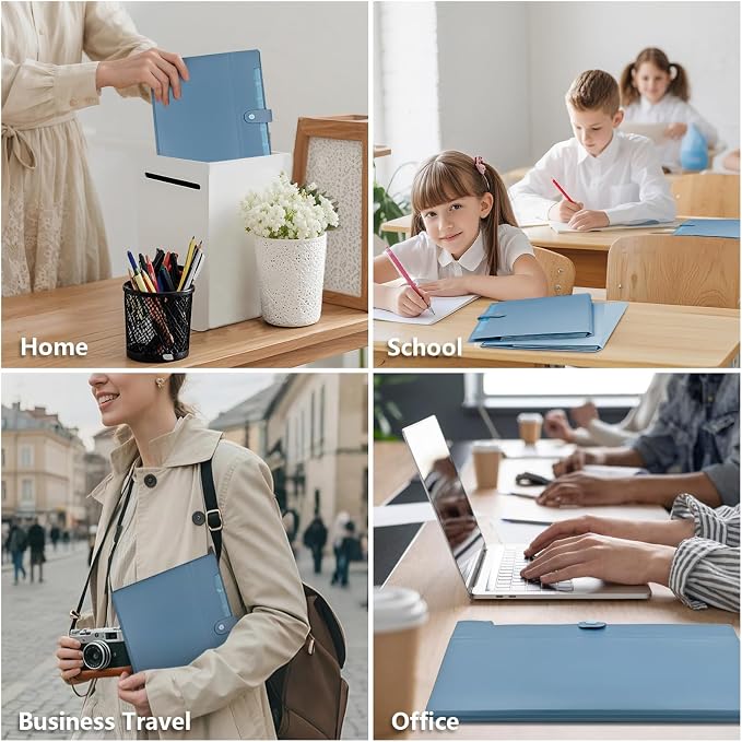 2Pack Accordion File Organizer Expanding File Folder with 8 Pockets, Bulk Letter Size Portable Paper Document Organizer for Office Home Business Supplies
