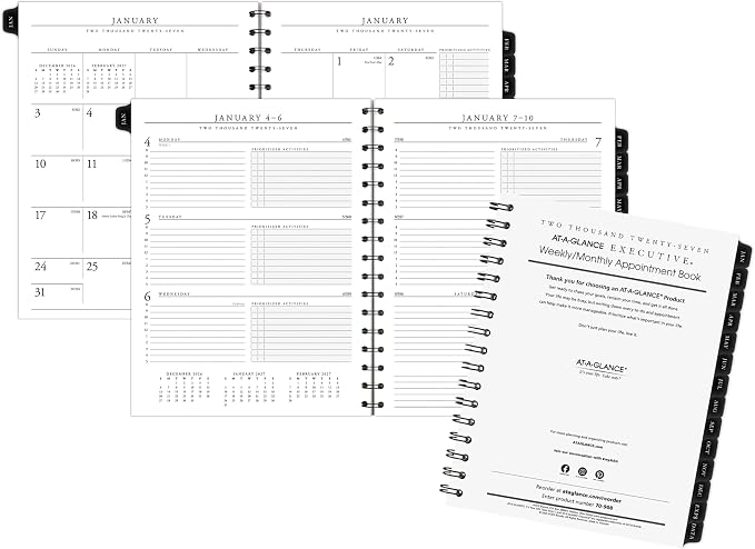 AT-A-GLANCE 2027 Appointment Book Planner Refill, Weekly & Monthly, 6.5" x 8.75", Executive (709081027)