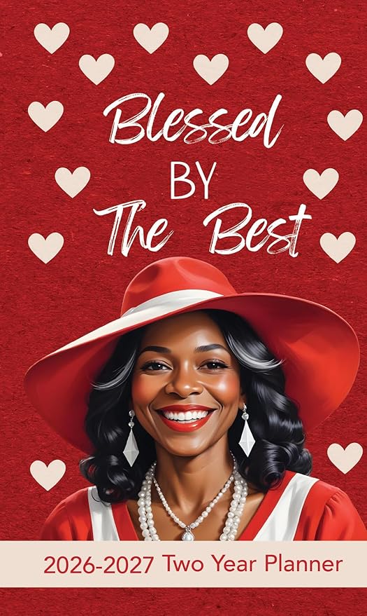 Shades of Color 2026 2027 2-Year Pocket Planner for Black Women - Blessed By The Best Red Cover