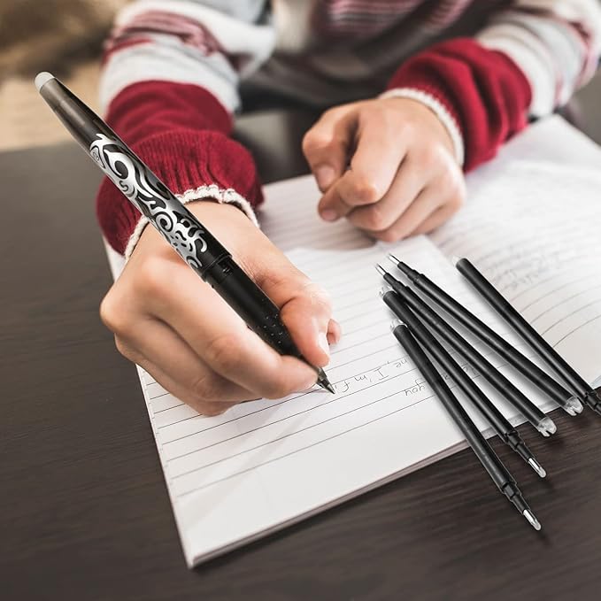 Zonon 24 Pcs Erasable Pen Refills 0.7 mm Gel Ink Refills Medium Fine Point Erasable Pens Lead for Writing Planner and Crossword Puzzles(Black)