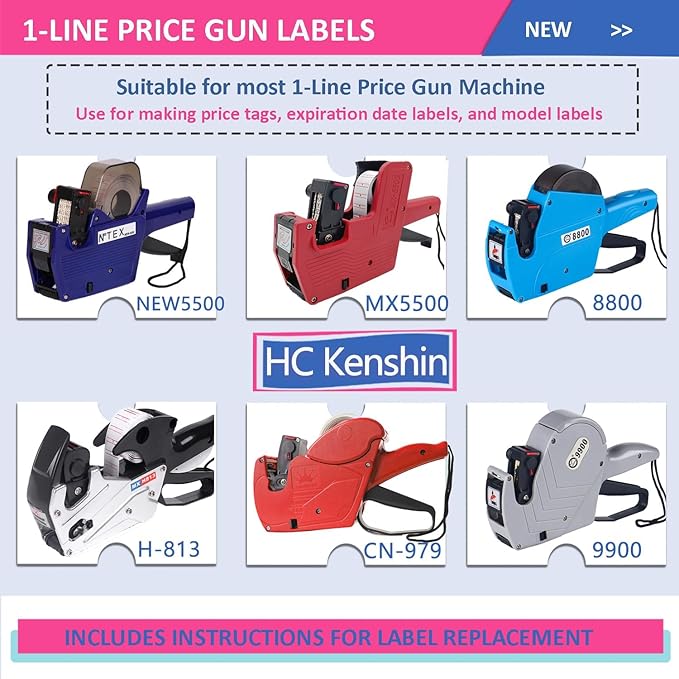40 Rolls of Price Labels - 20,000 Blank Tags, 1-Line 8-Bit Pricing Labels for Retail. Compatible with MX5500, NEW5500, CN-979 and More 1-Line Pricing Gun Machines. Color: Green