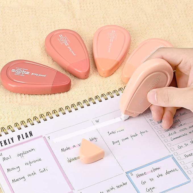 5pcs White Correction Out Tape, 32.81 Feet Cute Correction Tape for Instant Corrections, Easy to Use Applicator for Office and School Supplies (Pink)