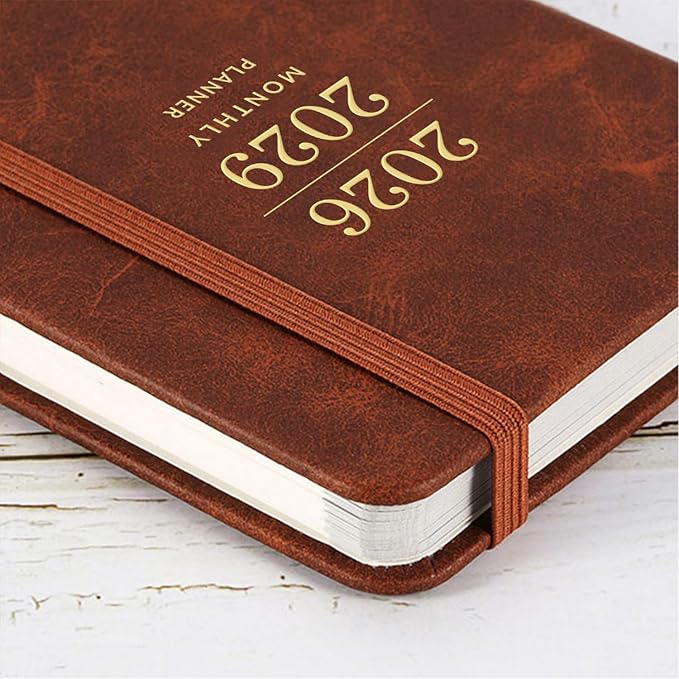 2026-2029 Monthly Pocket Planner - JUL 2026 - JUN 2029, 3 Year Calendar, Faux Leather Cover, 3.8" × 6.3", Pen Holder, 2 Bookmarks, Back Pocket