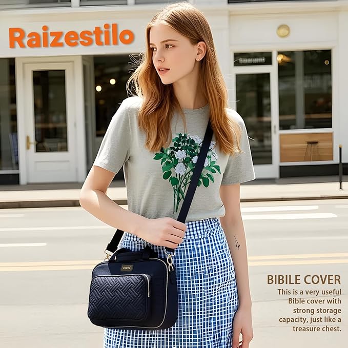 Bible Cover for Women Bible Case, Large Bible Bag, Bible Study Supplies Bible Journaling Kit Book Carrying Case with Bible Highlighters Tabs, Valentines Day Christian Gifts for Women (Black)