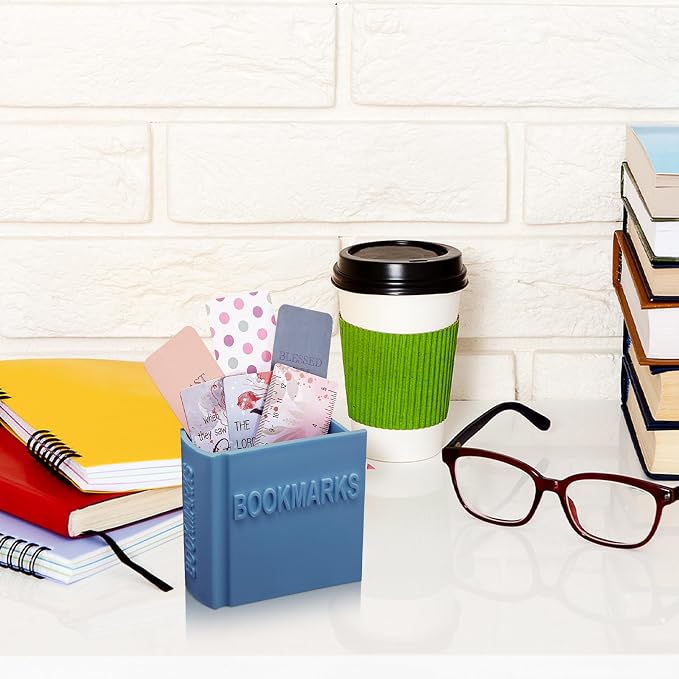 Honeydak 3D Printed Book Shaped Bookmark Holder Book Lover Gift Bookish Accessory Office Desk Supplies Funny Bookmark Accessories End of Year Gift for Teacher(Blue Gray)