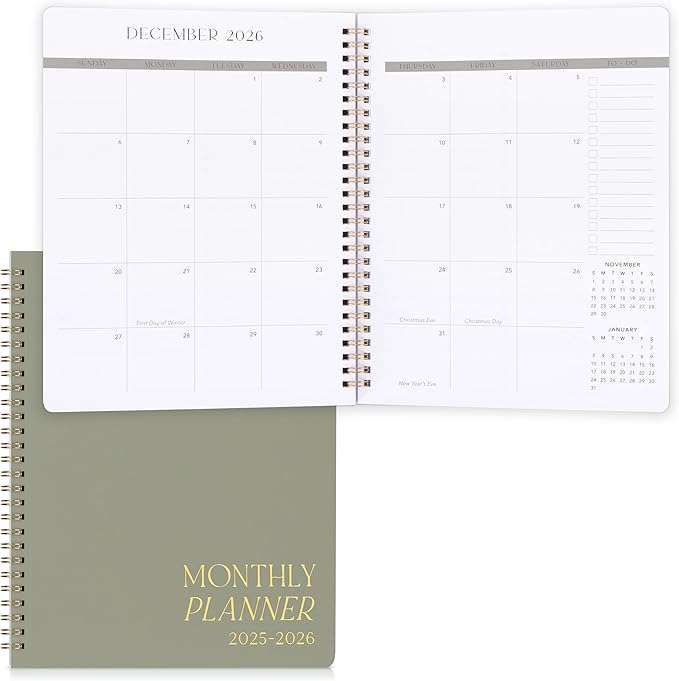 Beautiful 2025-2026 Monthly Planner and Calendar Book - To Do List Notebook That Easily Organizes Your Tasks to Boost Productivity - Runs From January 2025 Until December 2026