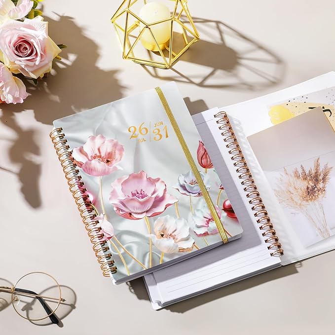 2026-2031 Monthly Planner - 5 Year Planner/Calendar, 5 Year Planner 2026-2031, Spiral Bound, Jul. 2026 - Jun. 2031, 6.4" x 8.5" Planners with Tabs, 60 Month Calendar, Two-Side Pocket - Pink Flower