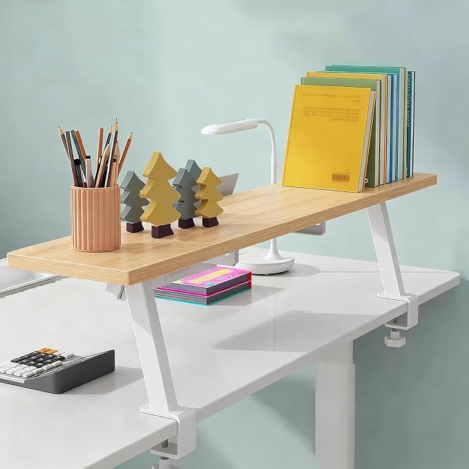Clamp on Desk Shelf, Desktop Shelf Organizer Space Saving Desk Storage Rack for Office Study Home Dorm No Drill (39.3 x 7.8 in)