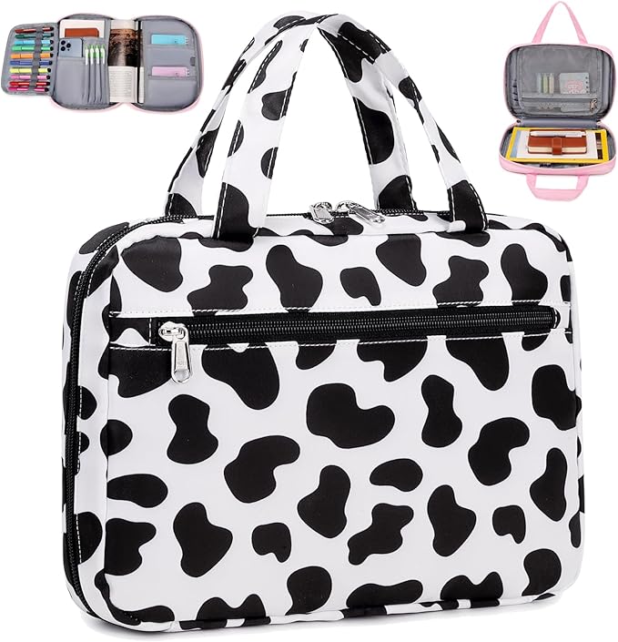Octsky Bible Cover Case for Women Girls Bible Organizer Book Bag for Medium and Large Bibles, Cow Black