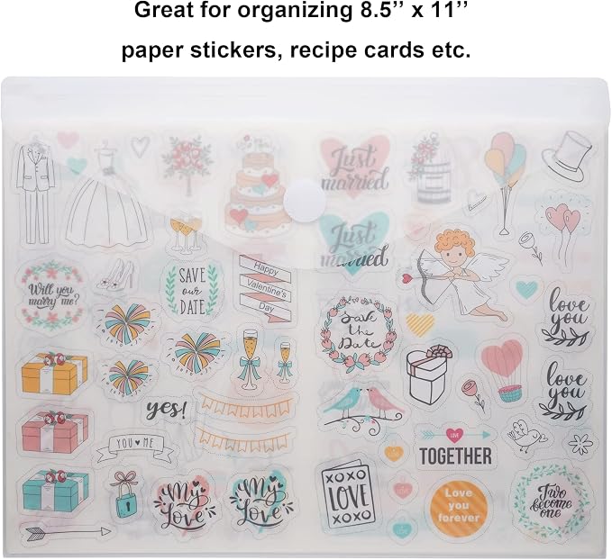 8.5 x 11 Clear Letter Sized Plastic Envelopes Document File Storage Holder 20 Pack Hook Loop Closure