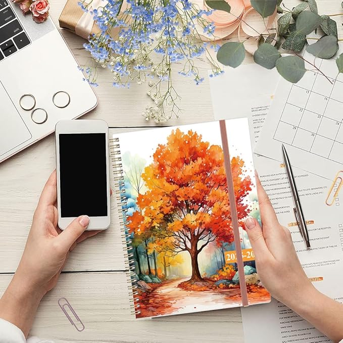 2025-2026 Planner - 8.5" x 11" Weekly Monthly Planner from July 2025 to June 2026, Planners 2026 with 12 Monthly Tabs, Inner Pocket, Elastic Closure, Maple