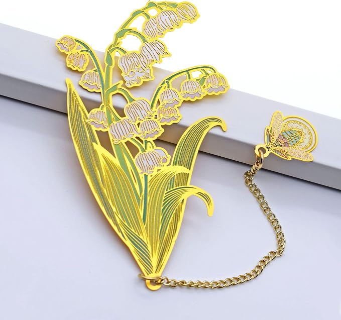 BLBMH 4in1 Metal Flower Bookmarks Birthday Gifts for Women Girl Unique Mother's Day Teacher Appreciation Gifts for Book Lovers Friends Readers Graduation Gifts Book Markers - Lily of the Valley 2