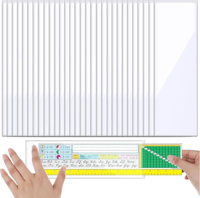 Chinco 30 Pcs Self Adhesive Pockets, Bin Labels for Storage Bins, Clear Pocket Label Sleeves, Plastic Index Card Holder with Top Open for Organizing Bins Box Drawer(3.55 x 10.8 Inches)