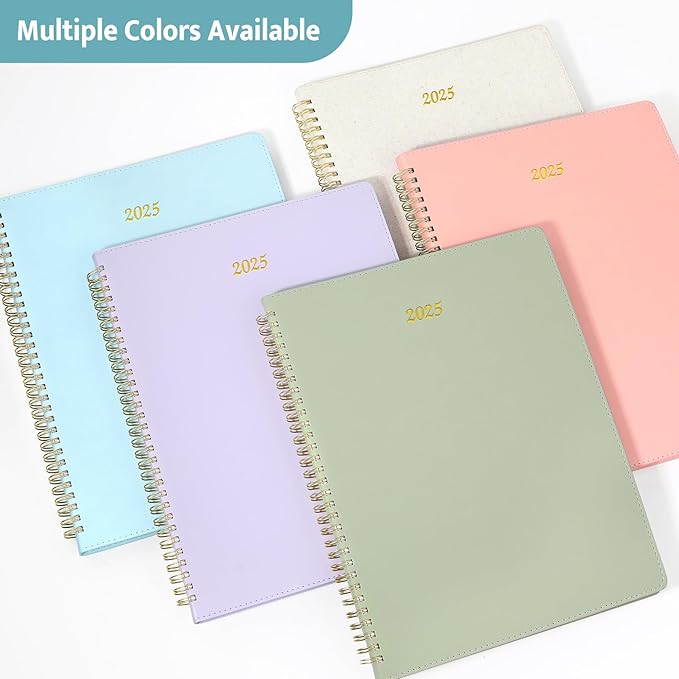2026 Planner, Annecy Weekly & Monthly Planner 2026, Jan. 2026 – Dec. 2026, 9" x 11" Monthly Agenda Planner with Tabs, Vegan Leather Cover, Spiral Binding, Double-sided Pocket, Bookmark, Grey Blue