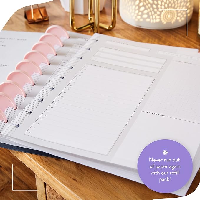 Happy Planner Plans + Notes Planner Refill Paper, 100 Sheets of Lined and Dashboard Layout Notebook Paper for Journals, Classic Size, 7"x 9.75"