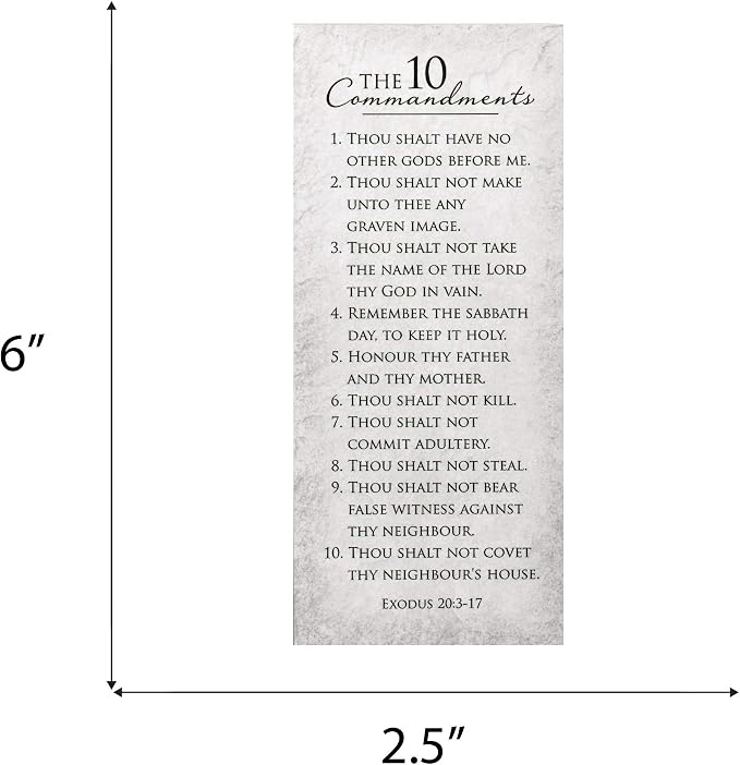 10 Commandments Textured White 6 x 2.5 Cardstock Decorative Magnetic Bookmark