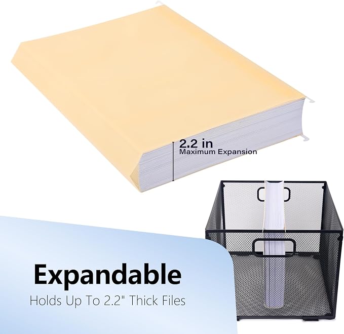 Plastic Hanging File Folders, 6 Pack Manila Hanging Folders,Letter Size with 1/5-Cut Tabs, Strong for Bulk Files, Documents and Paper, Office & Home Filing