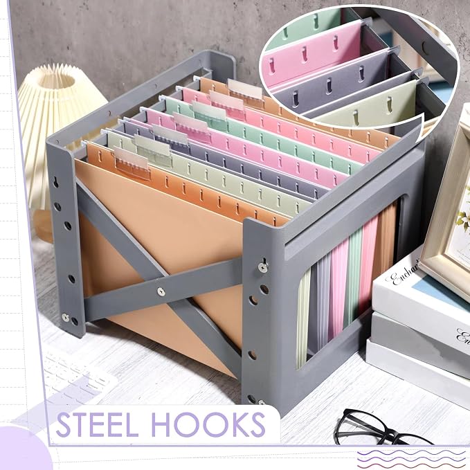 Yaomiao 24 Pack Hanging File Folders 3 Pleats Letter Size File Cabinet Folders with 1/5-Cut Adjustable Tabs Expandable Document Cabinet Colored for Home Desk Office Organization(Fresh Color)