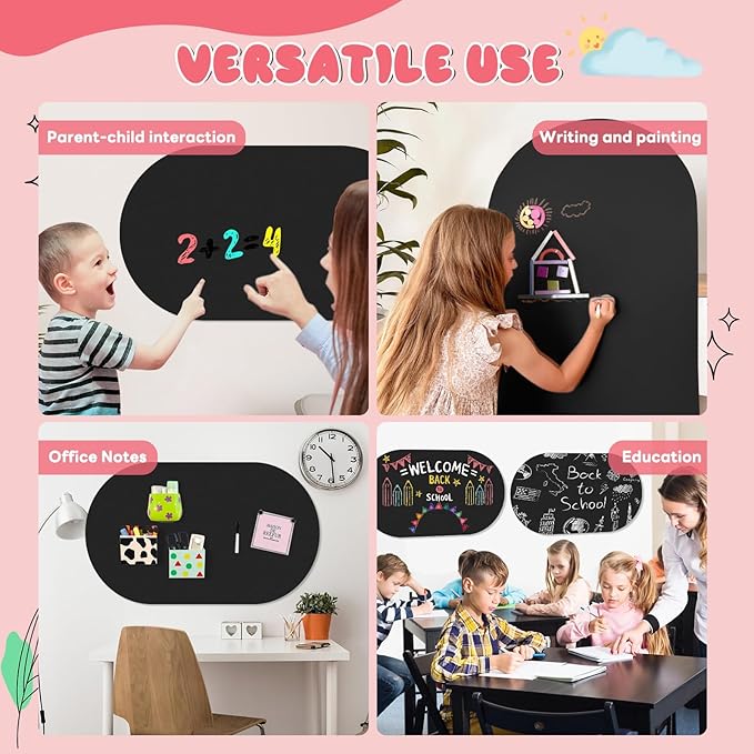 Magnetic Wall Decal,16x32 Inch Arched Magnetic Chalkboard for Wall,Suitable for Home Decoration Wallpaper and Game Room (Black