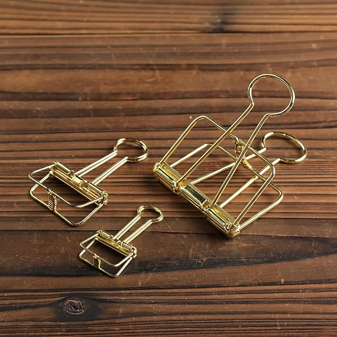 4 Pcs Gold 51mm Hollow Out Long Tail Wire Binder Clips Paper Binder Clip Large Binder and Paper Clips Small in Size and Light in Weight, Clips, Clamps, Office Products Tape, Adhesives and Fasteners