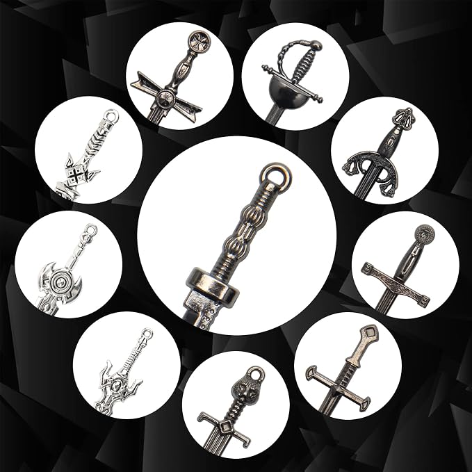 Windspeed Sword Bookmark 40 Pcs Black Antique Swords Bookmark for Men Ideal Gift for Book Lovers DIY Craft Supplies