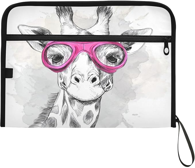 Giraffe with Goggles Accordion File Organizer Expanding Document Folder with 13 Pockets Portable File Folder for A4 Letter Size