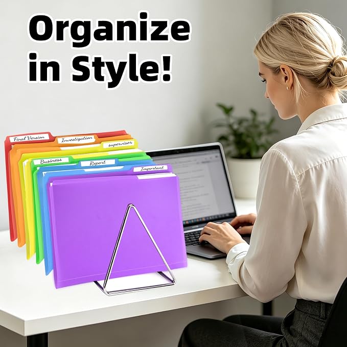 Color Folders 8.5 x 11 Inch, 1/3 Cut Tab File Folders Letter Size with Labels, Assorted Colors School Business Office Folders for Document