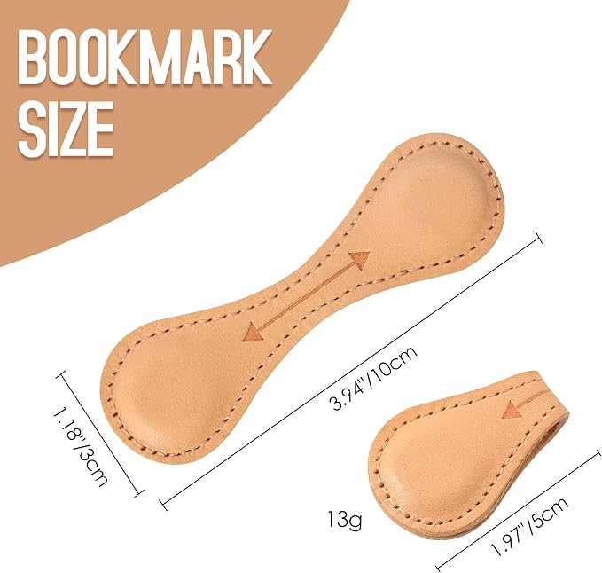 Magnetic Leather Bookmarks Book Marks for Reading Women Men Book Lovers Readers (Beige)