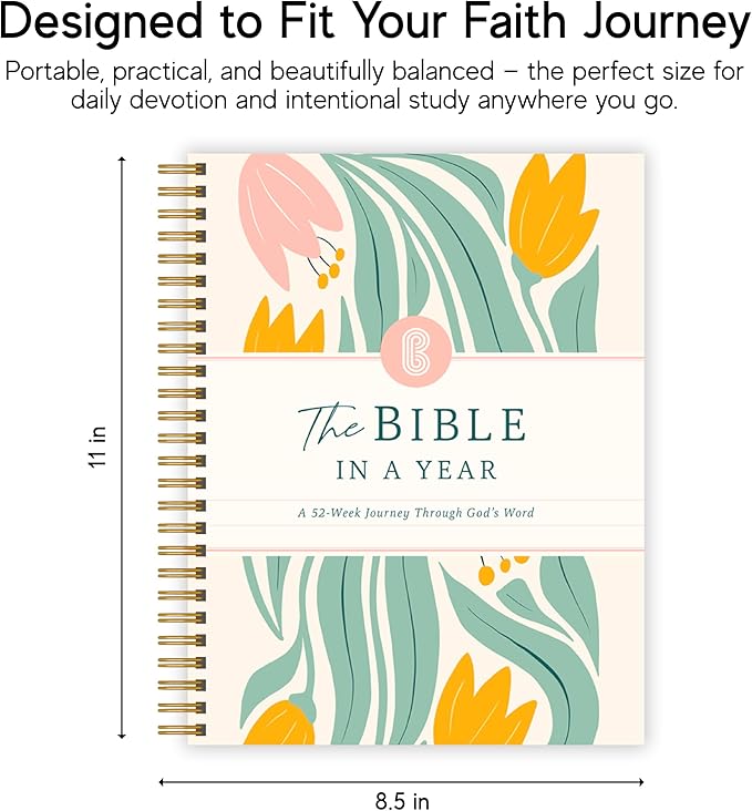 Official Spiral Bible® The Bible in a Year | 52 Week Guided Bible Study & Daily Reading Plan | Spiritual Companion & Journal for Adults & Teens | 8.5" x 11" Notebook