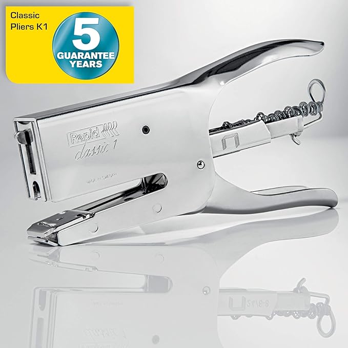 Rapid Classic K1 Stapling Pliers, Uses 24/6 and 24/8 mm Staples, 50 Sheet Capacity, Metal, Chrome, 10510628