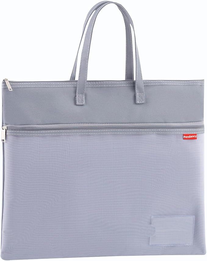 Pendancy Mesh Zipper Pouch A4 Size, Large Double Pocket Waterproof File Bag with Handle, 11x13.8 in Foldable Document Storage for Puzzle Project/Cross Stitch/Travel/Office(Advanced Gray)
