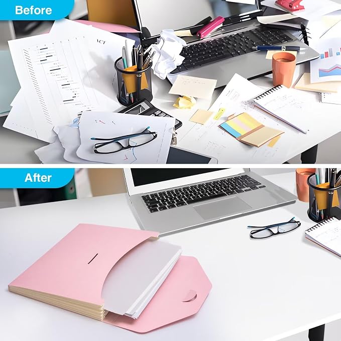Expanding File Folder Accordion Folders ECO Friendly 6 Pocket Organizer Pink