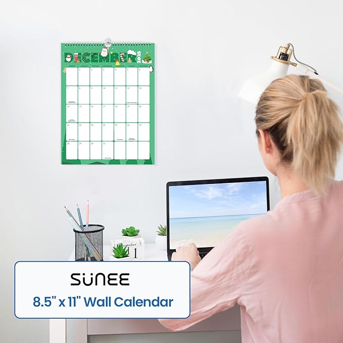 SUNEE 2026 Calendar, 18 Months Wall Hanging Monthly 2026 Calendar 8.5"x11", October 2025 to March 2027, for Organizing & Planning, Cute