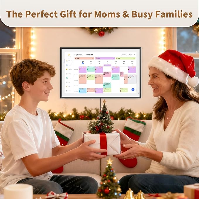 Canupdog 15.6 Inch Digital Calendar Wall Planner 2026-2027 – HD Touchscreen Smart Photo Display for Family Schedules, 32GB Electronic Calendar Chore Chart + To-do List, Gifts for Women Mom