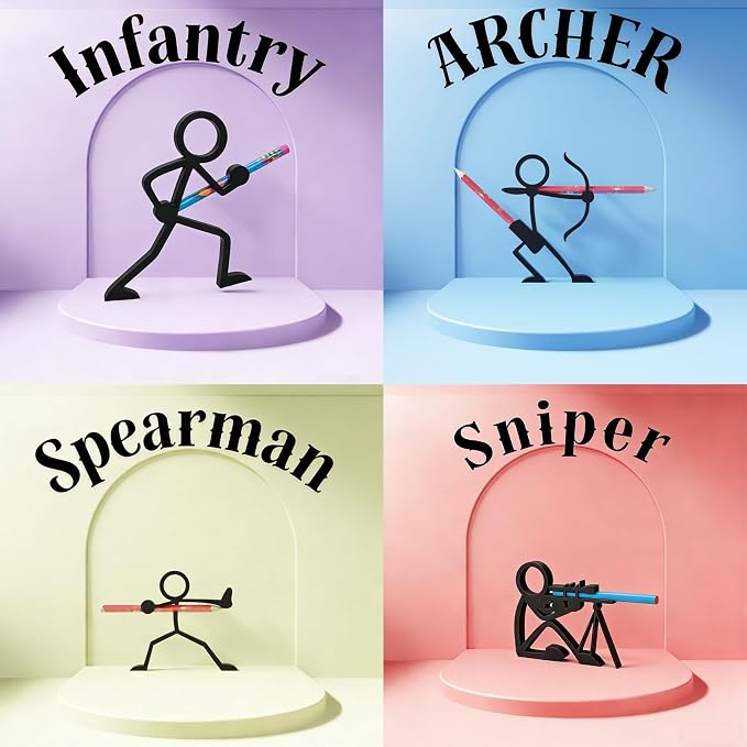 3D Printed Humanoid Pose Pencil Holder, Creative Pencil Stand Desk Organizer, Fun Cute Office Decor for Home School (Archer)