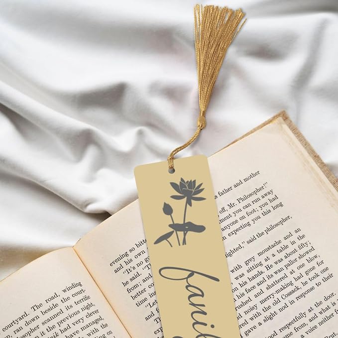 Personalized Photo Bookmark with Text, Custom Metal Page Marker with Tassel, Double Sided Aluminum Alloy Gift for Women Men Teachers Students and Book Lovers (Text B)