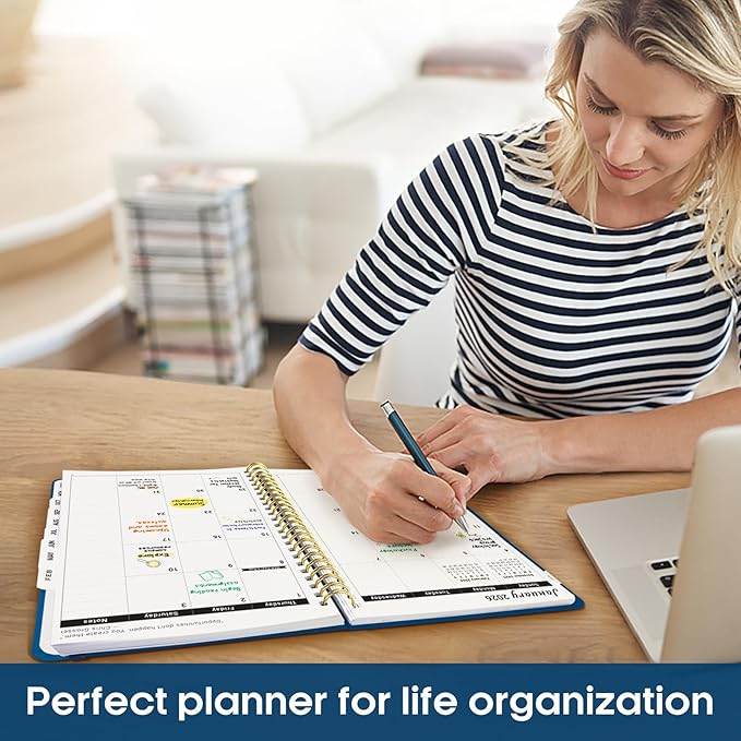 2026 Planner, Weekly and Monthly Calender Planner, Jan 2026 to Dec 2026, Hardcover 2026 Calendar Book with Tabs & Inner Pocket, Office Home School Supplies for Women & Men - A5 (6.3" x 8.5"), Navy Blue