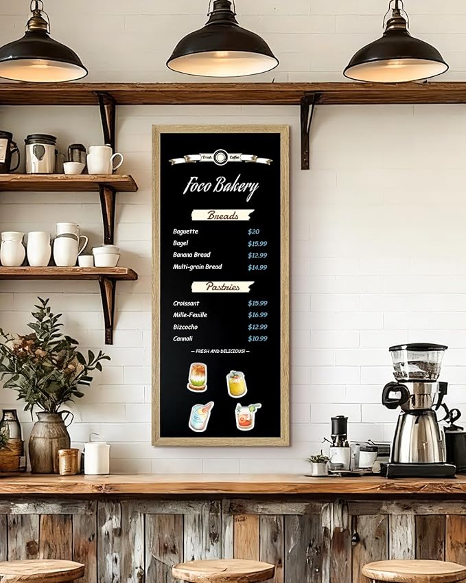 Magnetic Chalkboard for Wall, Long Chalk Board, Wall Hanging Menu for Restaurant, Food Truck, Kitchen, Chalk Board for Kitchen, Bar & Home Decor 19.7" x 47.2"(RB-50120)