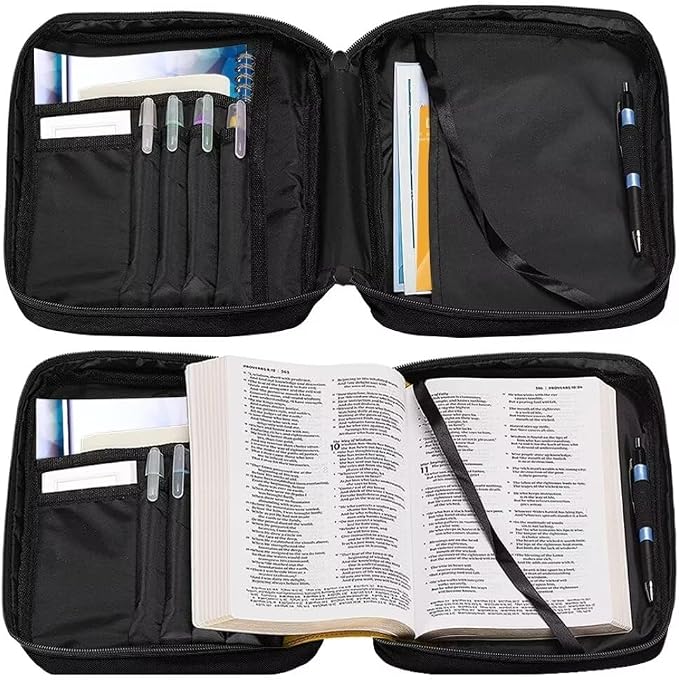 Coldinair Football Bible Cover for Kids Teen Men Fire Flame Church Bible Protective Book Case with Pen Slot Handle & Zippered Pocket Travel Christian Bible Accessories
