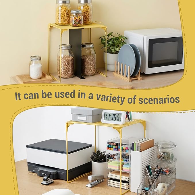 Colarr Yellow Locker Organizer Shelf Locker Accessories for Girls Stackable Storage Organization Shelf Area Saver Fits Standard Size for School Office Kitchen and Home