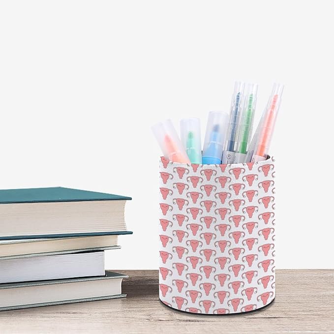 Uterus Pink Desk Pen Holder Desktop Pencil Cup Storage Supplies Organizers for Office Home Decor