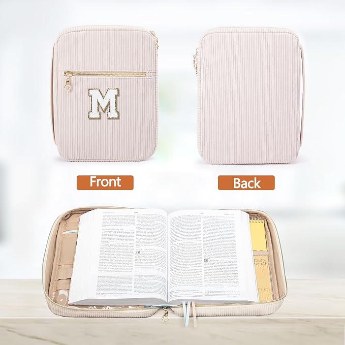 Bible Cover for Women, Initial Personalized Bible Gift - Bible Case for Men - Bible Holder - Bible Bag - Bible Carrier - Bible Carrying Case with Pockets for Bible Study Suppliers, Bible Accessories