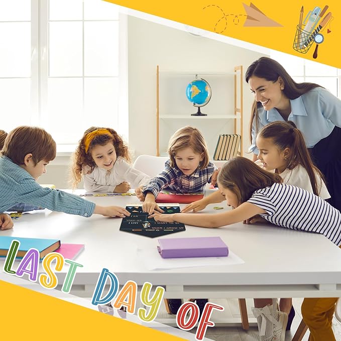 First and Last Day of School Chalkboard Rainbow First Day of School Sign 13.8 x 10 Inch Reusable Double Sided Sign for Graduation Kids Preschool Kindergarten(Pencil Style)