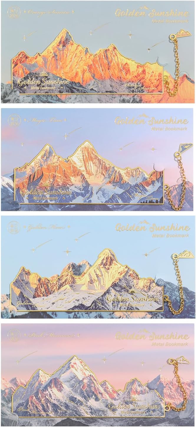 Vintage Bookmarks for Reading, 4 Pieces Sunshine Snow Mountain Book Marks, Gifts for Book Lovers, Bookmark for Women, Men, Teachers, Childern, Book Tracker Bookmarks Book Supplies